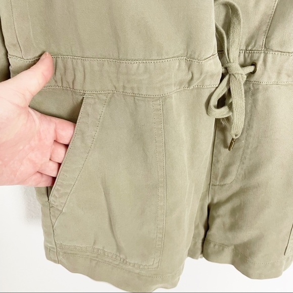 Pam & Gela Patch Pocket Romper Tan Small *FLAW* Drawstring Long Sleeve Revolve - Picture 8 of 12